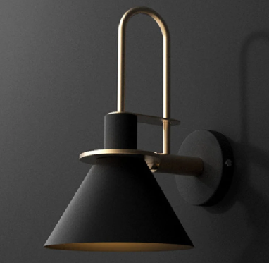 1 Light Bedside Wall Mounted Light Simple Black/White/Green Sconce Lamp with Conical Metal Shade | Kalsten